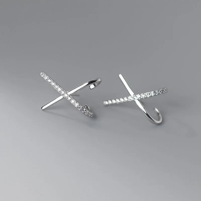 TrustDavis Real 925 Sterling Silver 2022 Jewelry 18k Gold Cross CZ Stud Earrings for Wedding Party Gift Fine 925 Jewelry DE0027