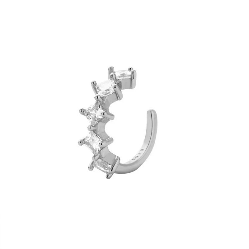 TrustDavis 925 Sterling Silver Women's Fashion Simple Zircon Clip Earrings for Women Girls Birthday Jewelry Gift DS4707