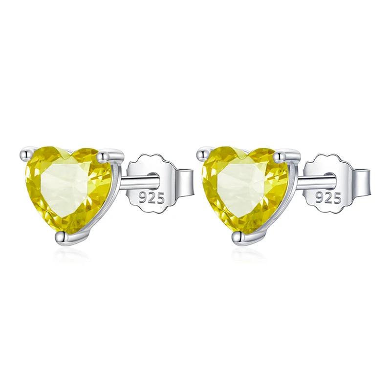 TrustDavis 100% 925 Sterling Silver Fashion Women's Jewelry Heart With CZ Stud Earring Gift For Girls Kids Lady DS3565
