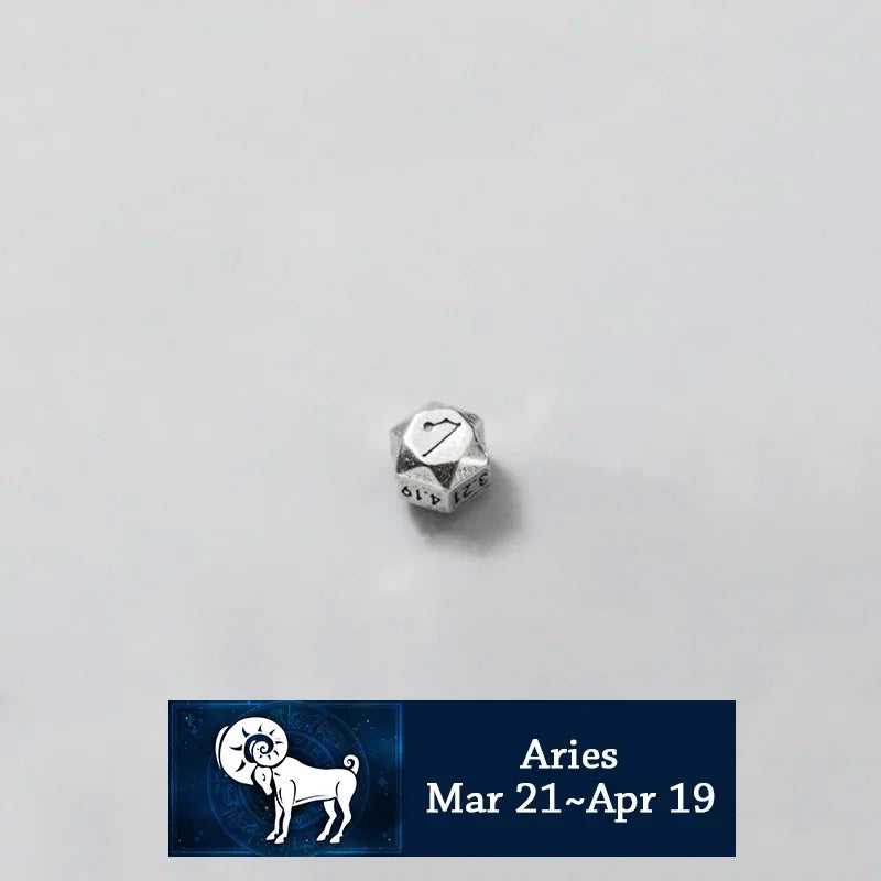 TrustDavis Real 925 Sterling Silver Beads Fashion 12 Constellation Charm Beads Fit Bracelet Necklace Accessories Jewelry HY886