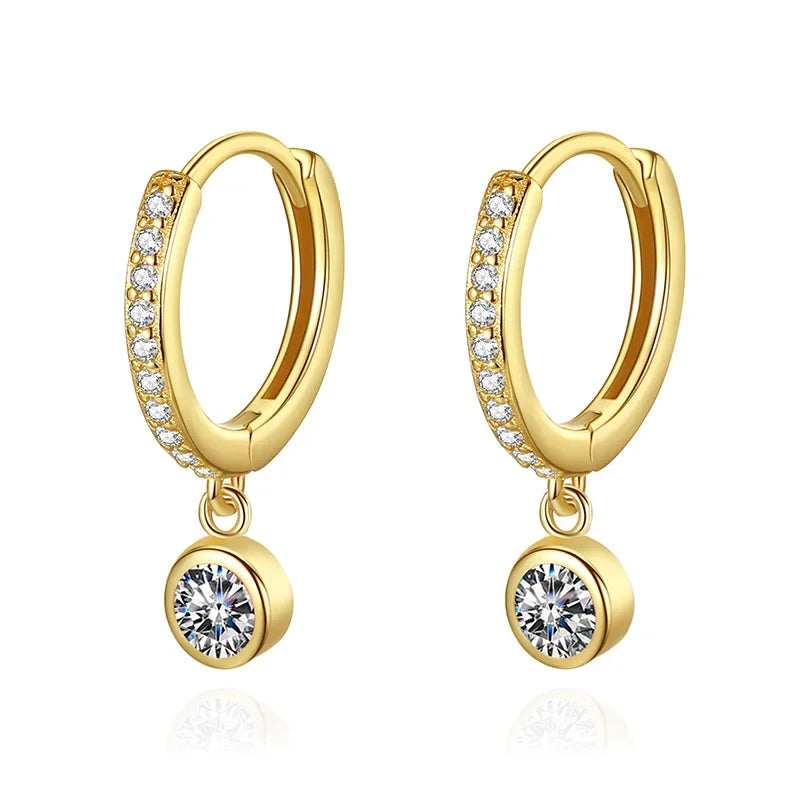 Trustdavis Real 925 Sterling Silver Round Pendant Hoop Earrings For Women Wedding Party Fine Colour Dazzling Jewelry DA2739