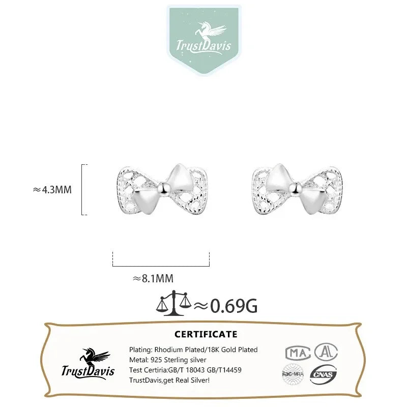 Sweet Bow Knot Bead Screw Stud Earrings DA4054