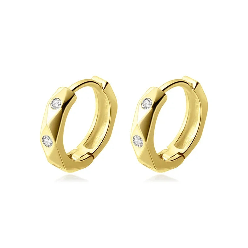 TrustDavis Real 925 Sterling Silver Fashion Geometric Rhombus Unique CZ Hoop Earring For Women Wedding Christmas Jewelry DA2730