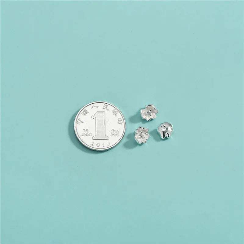 TrustDavis Real 925 Sterling Silver Bracelet Necklace Fashion Zircon Petal Separator Beads DIY Accessories Jewelry Gift DZ1793