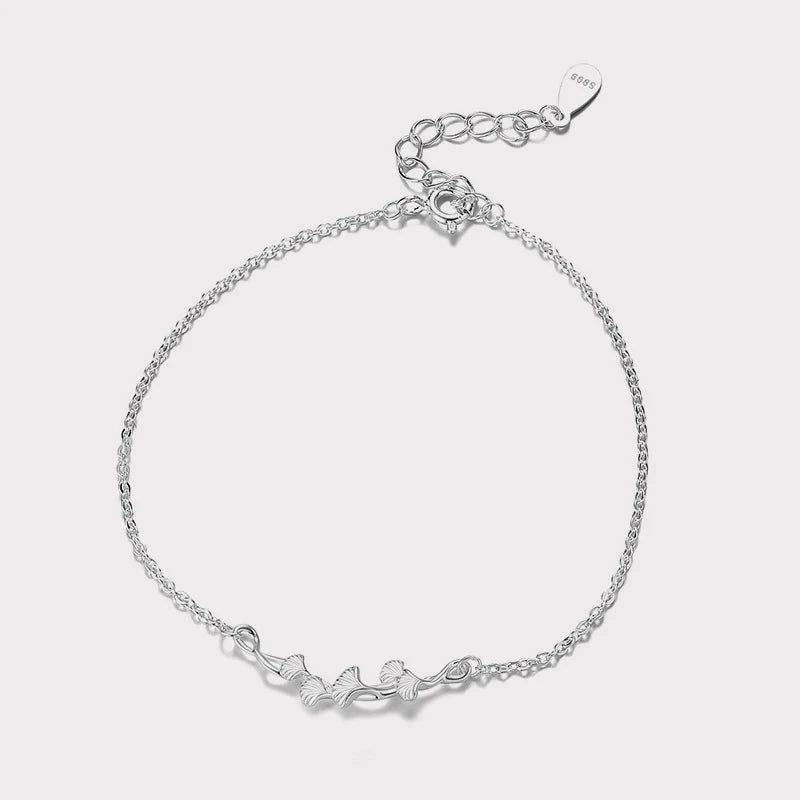 TrustDavis 100% 925 Sterling Silver Fashion Women's Jewelry Ginkgo Leafy Bracelet For Wife Best Firend Gift DS4184