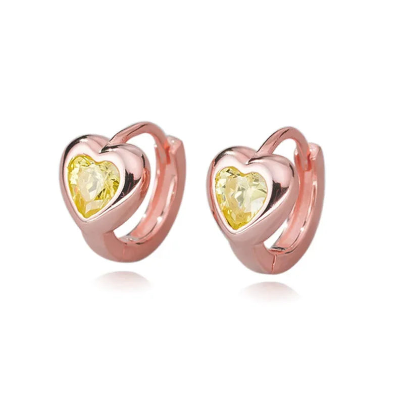 TrustDavis Girls Real 925 Sterling Silver Love Heart Hoop Earrings for Women Daughter Birthday Gift Fine Jewelry DS4284