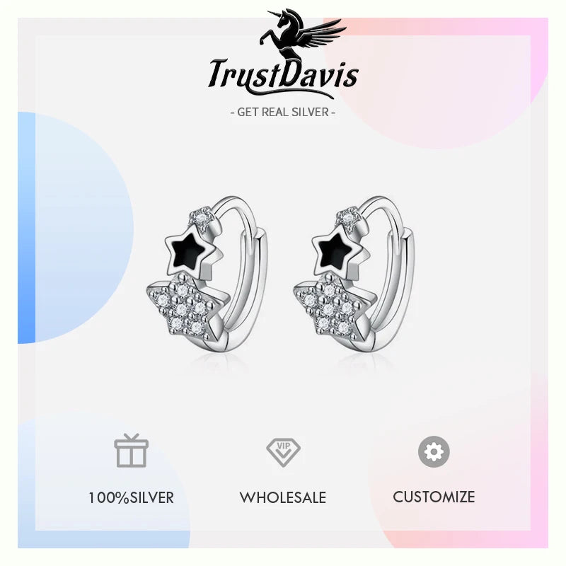 925 Sterling Silver Fine Geometry Zircon Earrings DA4028