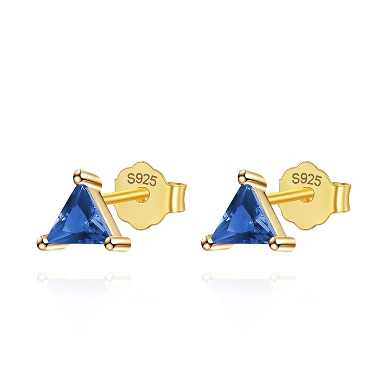 Colour CZ Triangle Round Charm Stud Earrings DA2701