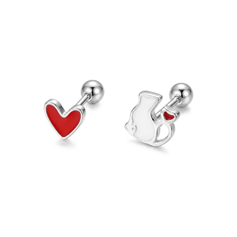 Asymmetrical Cat Heart Earrings DS4908