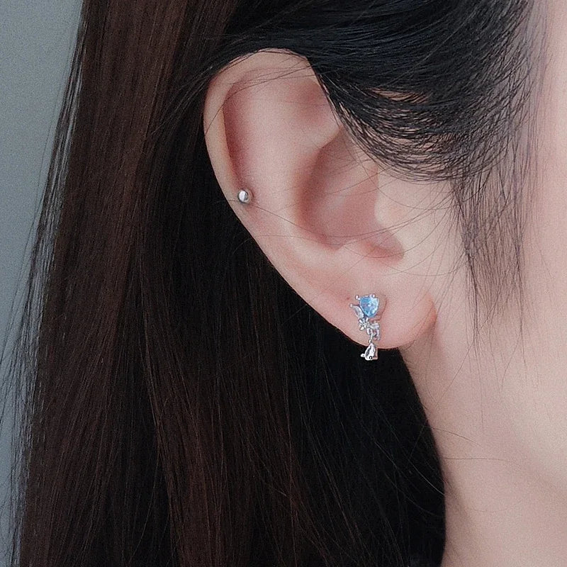 Blue Heart Stud Earrings DA3215