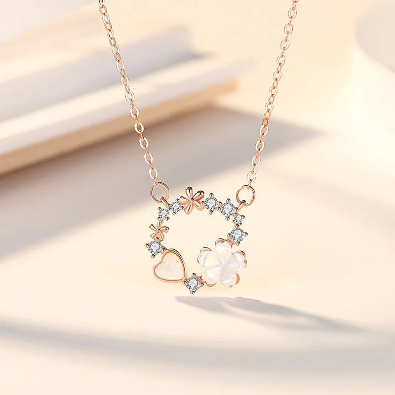 Flower Butterfly Heart Earrings Necklace Set DS4277