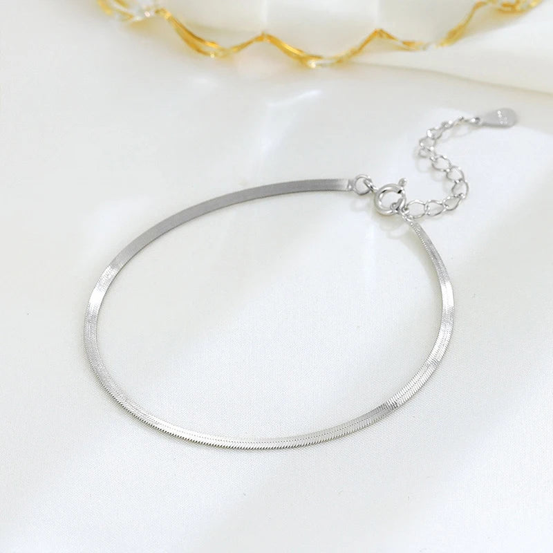 TrustDavis Girls 925 Sterling Silver Fashion Simple Snake Bracelet for Women Girl Birthday Gift Fine Jewelry DS4704
