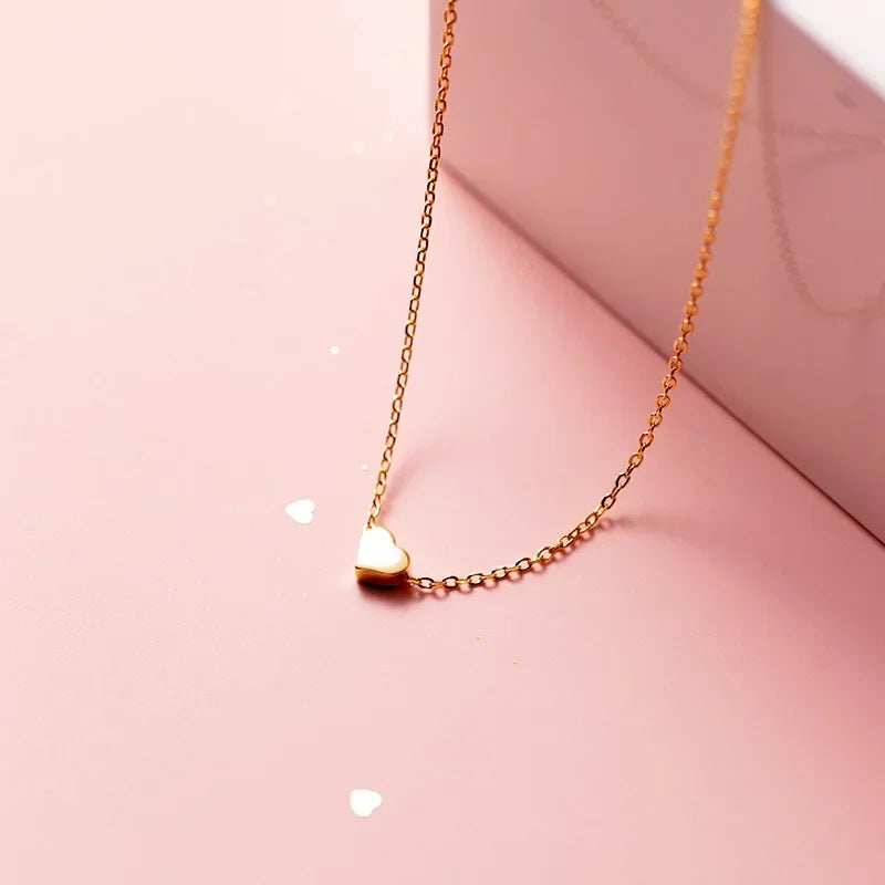 TrustDavis Genuine 925 Sterling Silver Fashion Romantic Mini Heart Necklaces For Women Wedding Anniversary Fine Jewelry DA1226