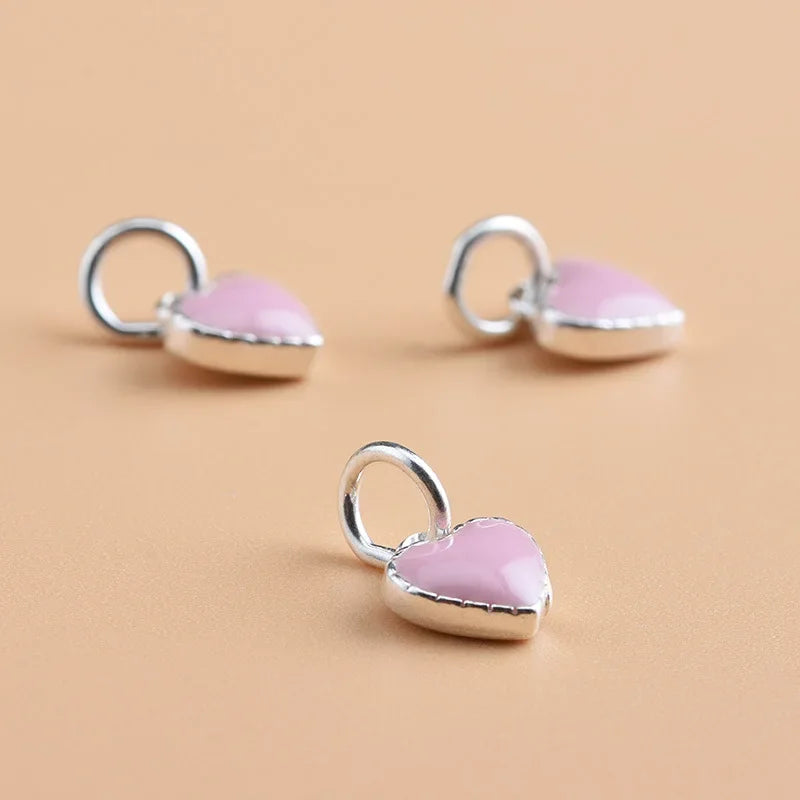 Pink Heart Charms Pendant DIY Accessories HY071