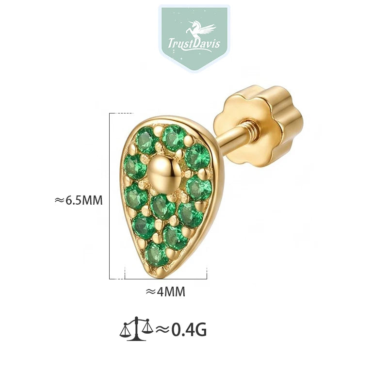 Single Fruit Zircon Screw Earrings for Women Daily Wear Jewelry Gift DS4977