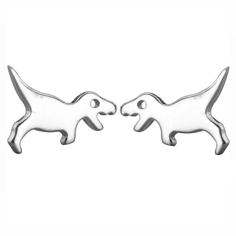 925 Sterling Silver Jewelry Cute Small Dazzling Dinosaur Stud Earrings DT44