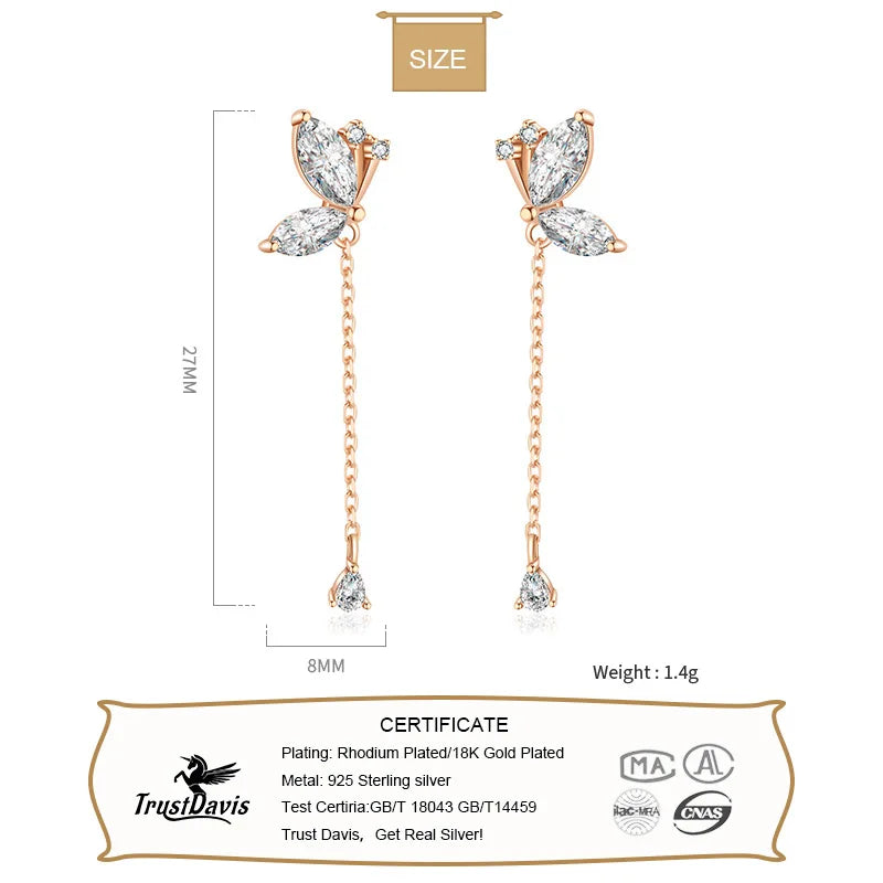 Butterfly Dazzling Chain Stud Earrings DT08