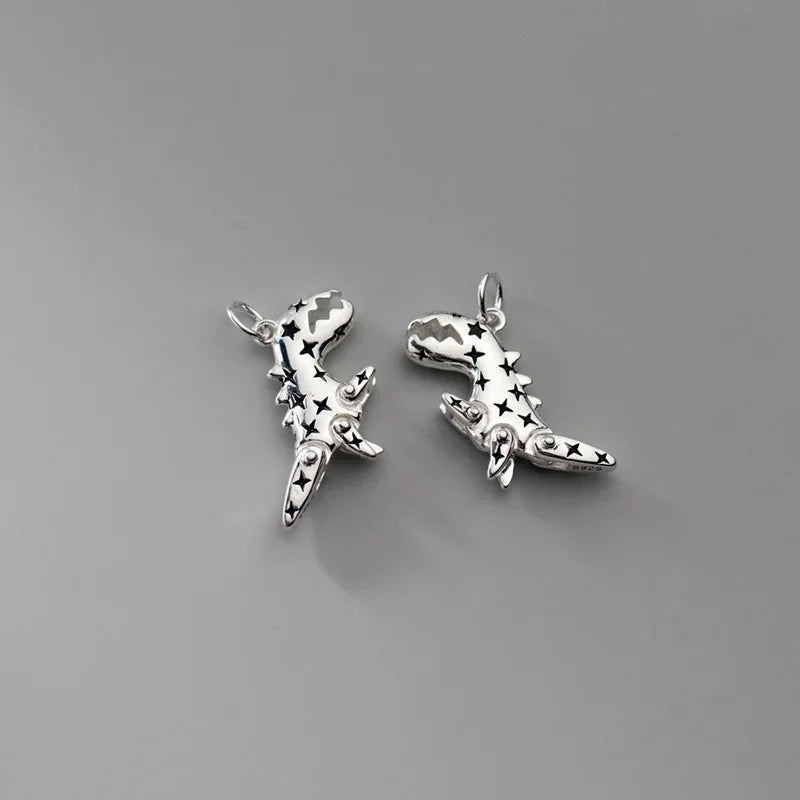 TrustDavis Real 925 Sterling Silver Fashion Dinosaurs Pendant Handmade DIY Fit Necklace Bracelet Accessories Fine Jewelry DZ770