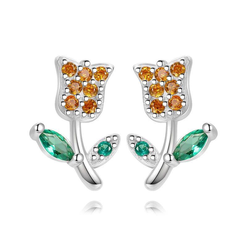 TrustDavis Real 925 Sterling Silver Sweet Light Luxury Rose Stud Earrings for Women Children Baby Minimalist Jewelry DA3233