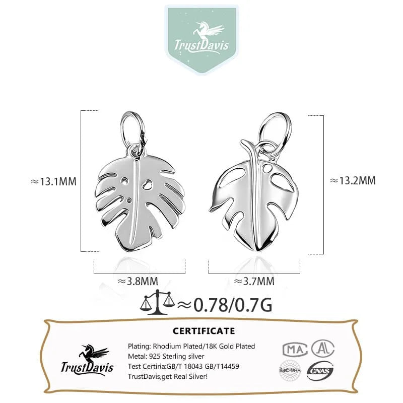 Leaf Charm Pendant Dainty Minimalist Shiny Hollow Cutout DZ1895
