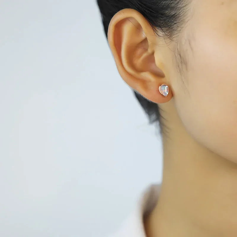 TrustDavis Real 925 Sterling Silver Synthetic Coloured Glaze Water Drop Charm Stud Earrings For Women Wedding Fine Jewelry DB390