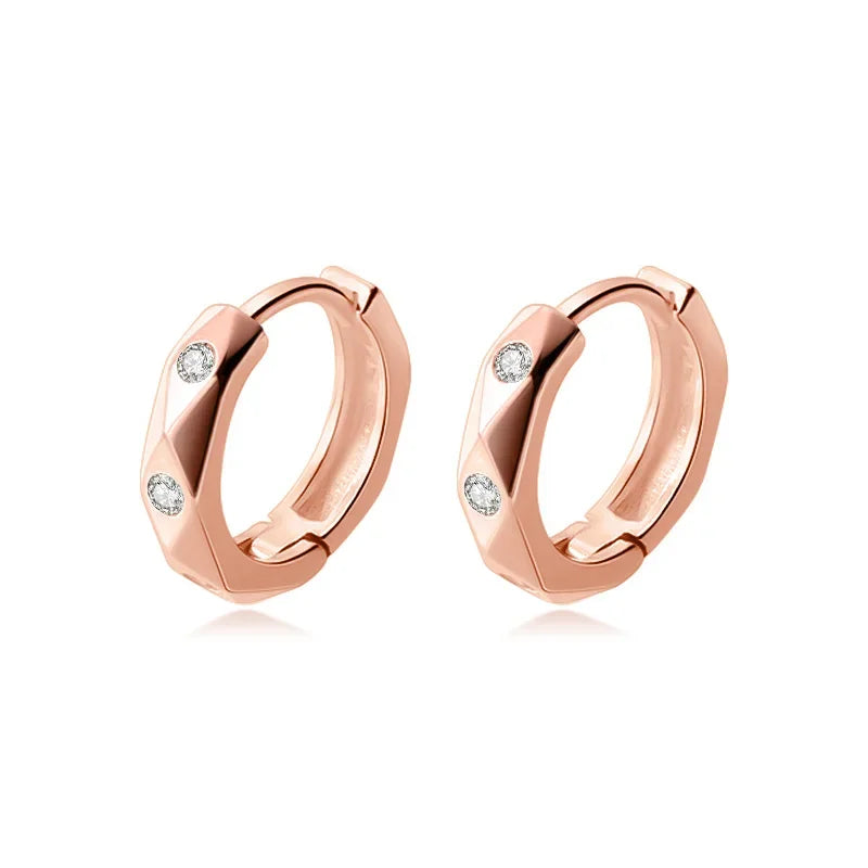 TrustDavis Real 925 Sterling Silver Fashion Geometric Rhombus Unique CZ Hoop Earring For Women Wedding Christmas Jewelry DA2730