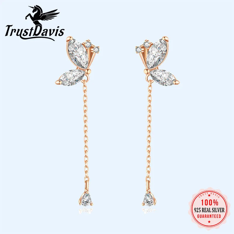 Butterfly Dazzling Chain Stud Earrings DT08