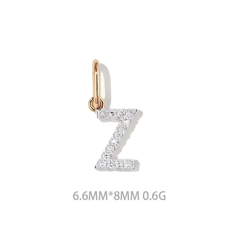 Trustdavis Real 925 Sterling Silver Feshion Simple 26 Letter Zircon Pendant DIY Accessories for Women Girls Fine Jewelry DS4738
