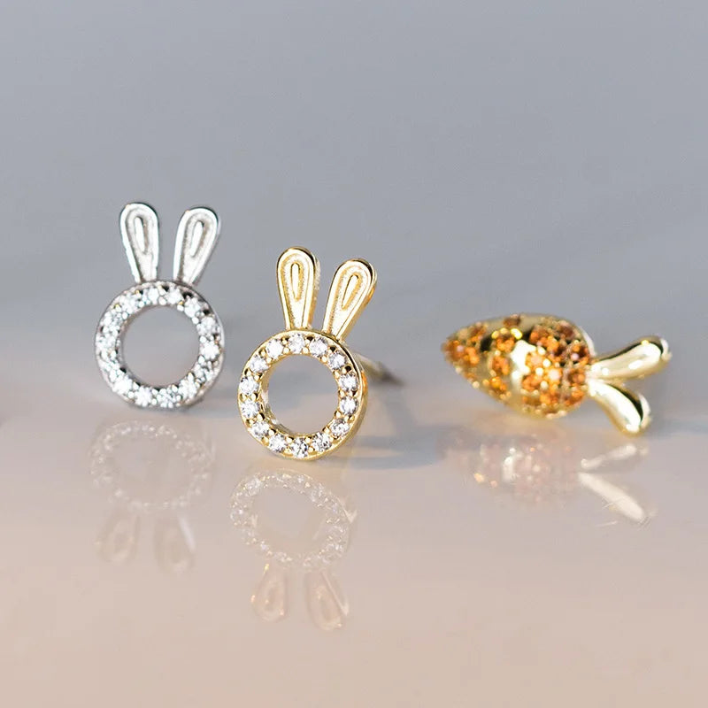 Rabbit Carrot Stud Earrings DS4014