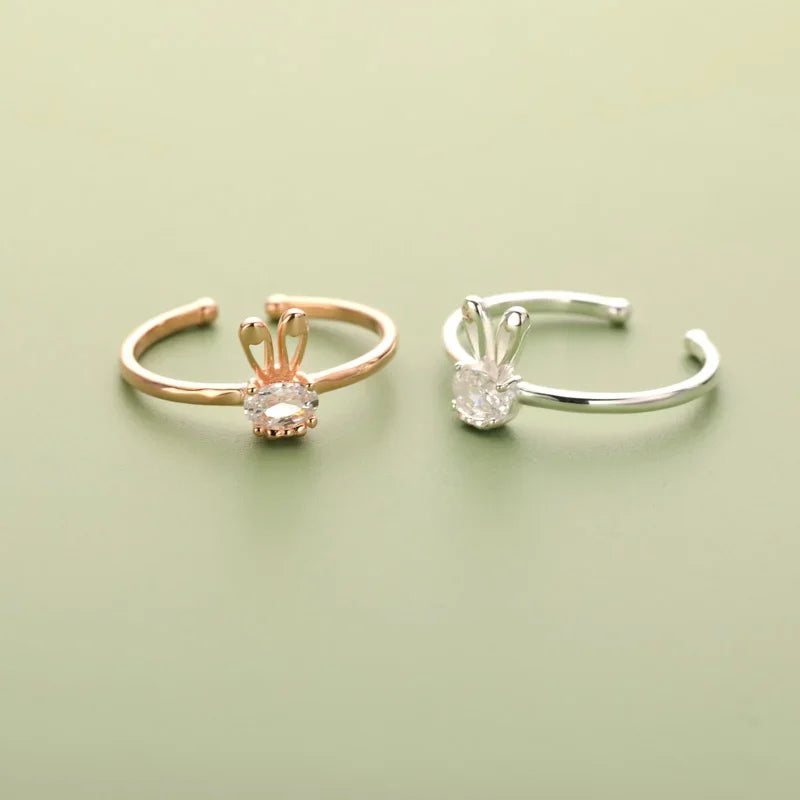 Cute Rabbit Dazzling CZ Opening Rings DS2441