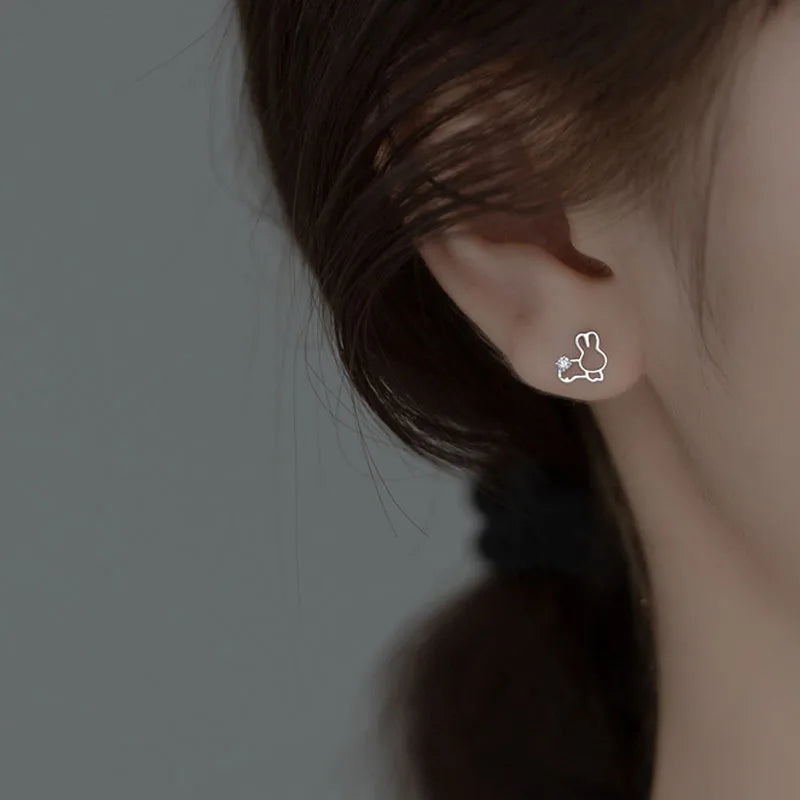 Rabbit Zircon Stud Earrings DS4898