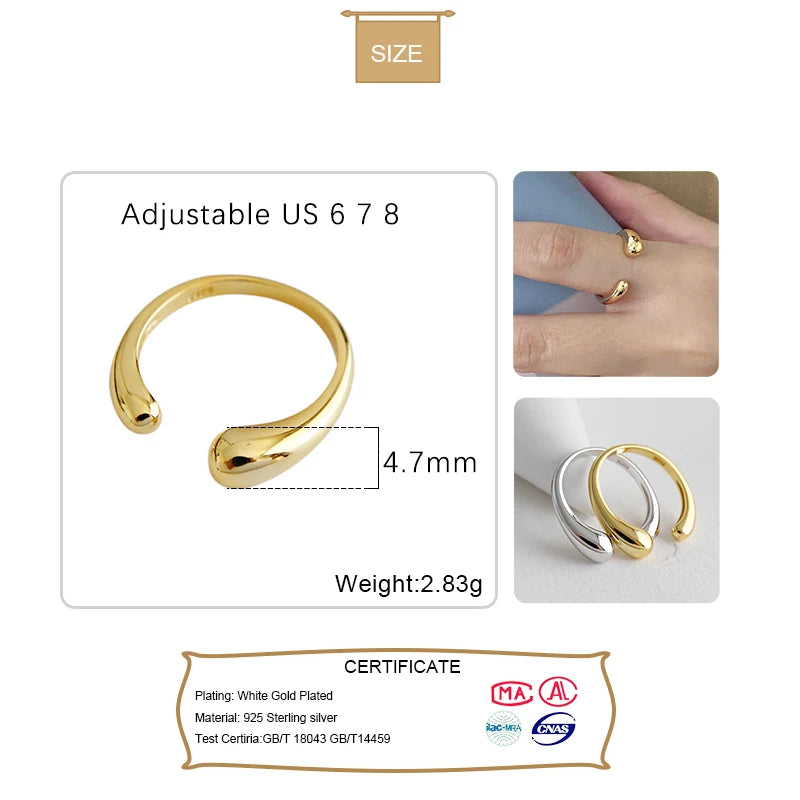 Irregular water drop Open Finger Ring DA143