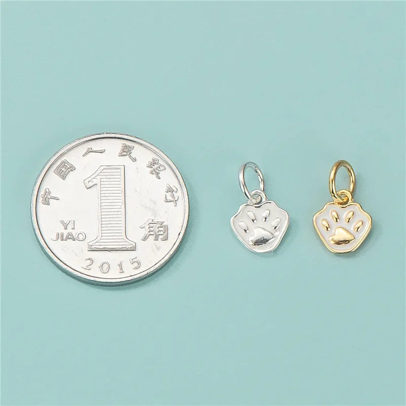 Glaze Dog Footprints Charm Pendant Handmade DIY Accessories HY453