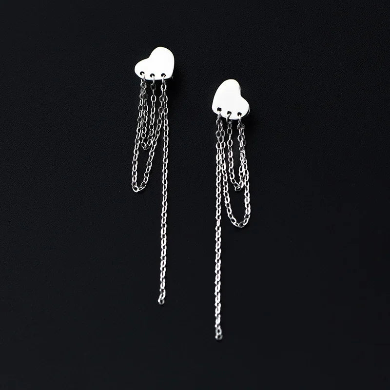 Heart Chain Tassel Stud Earrings DA2949