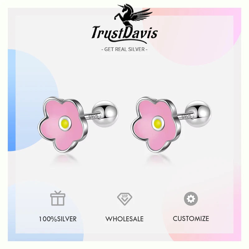 Flower Screw Stud Earrings DF362