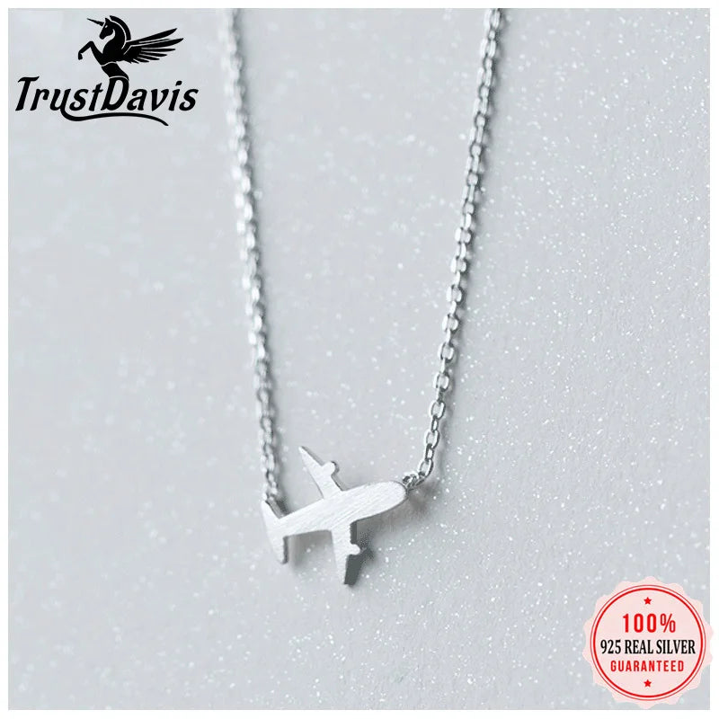 925 Sterling Silver Cute Plane Aircraft Earring Ring Pendant Necklace DA456