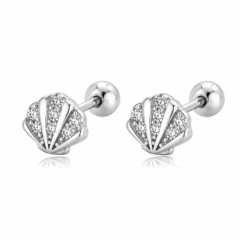 Ocean Shell Zircon Stud Earrings DS4917