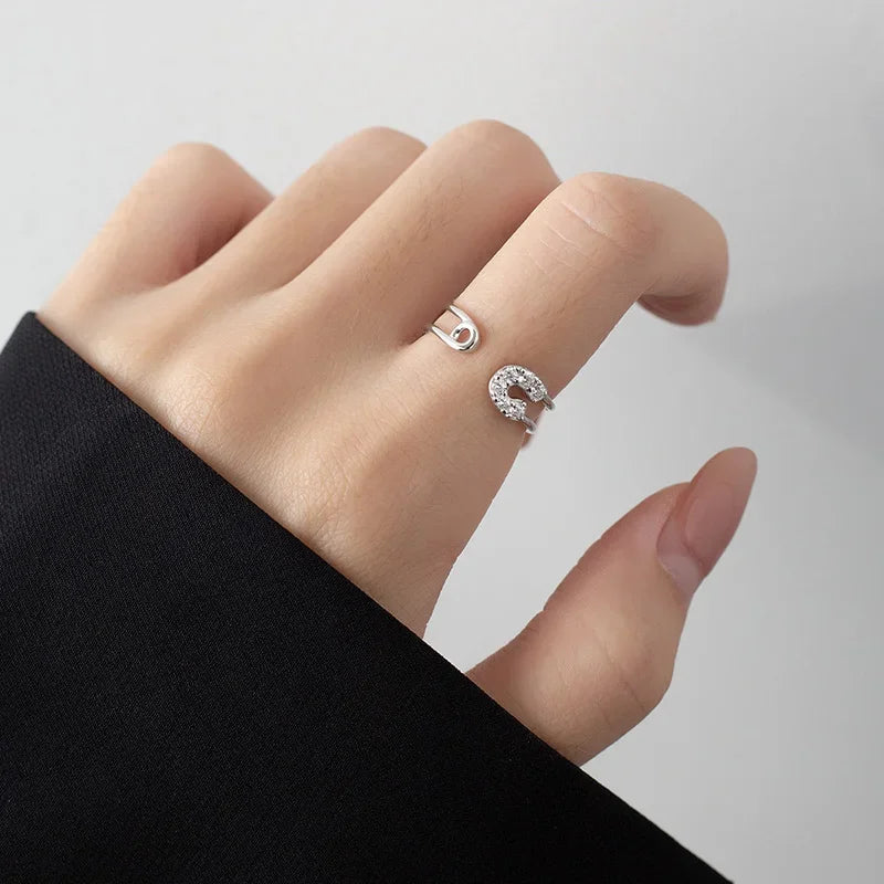 Paper Clip CZ Ring Cute Gift DF376