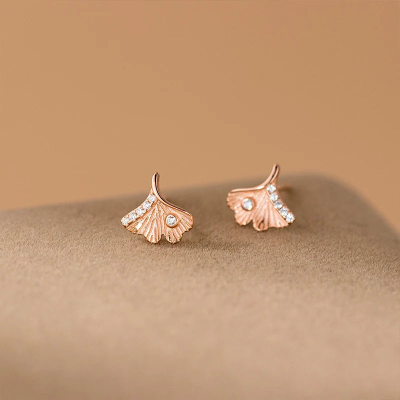 TrustDavi 925 Sterling Silver Fashion Leaf Stud Earrings for Women Daughter Girls Birthday Gift Fine Jewelry Earrings DS4164