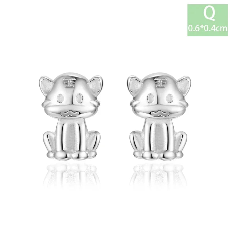 Trustdavis Real 925 Sterling Silver Chinese Zodiac Signs Screw Stud Earrings For Women Daughter Birthday Gift Jewelry DS4430