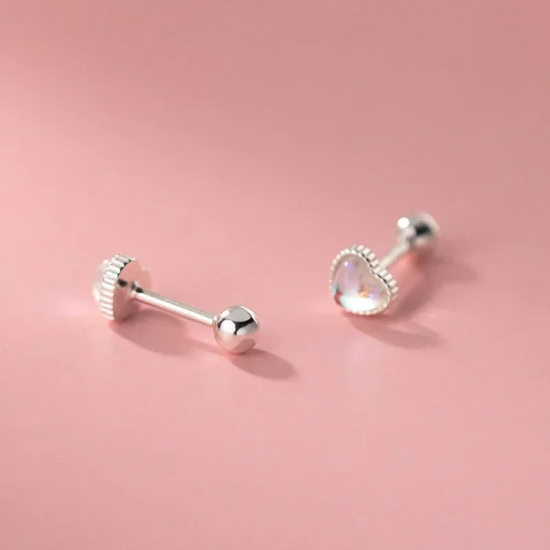 Heart Synthesis Coloured Glaze Screw Stud Earrings DB514