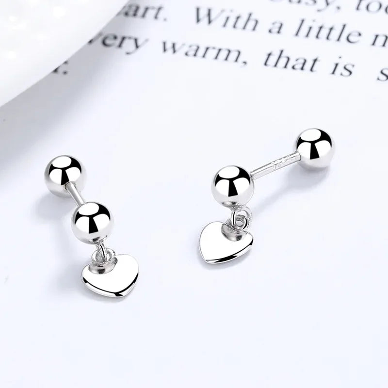 Heart Square CZ Screw Stud Earrings DA2265