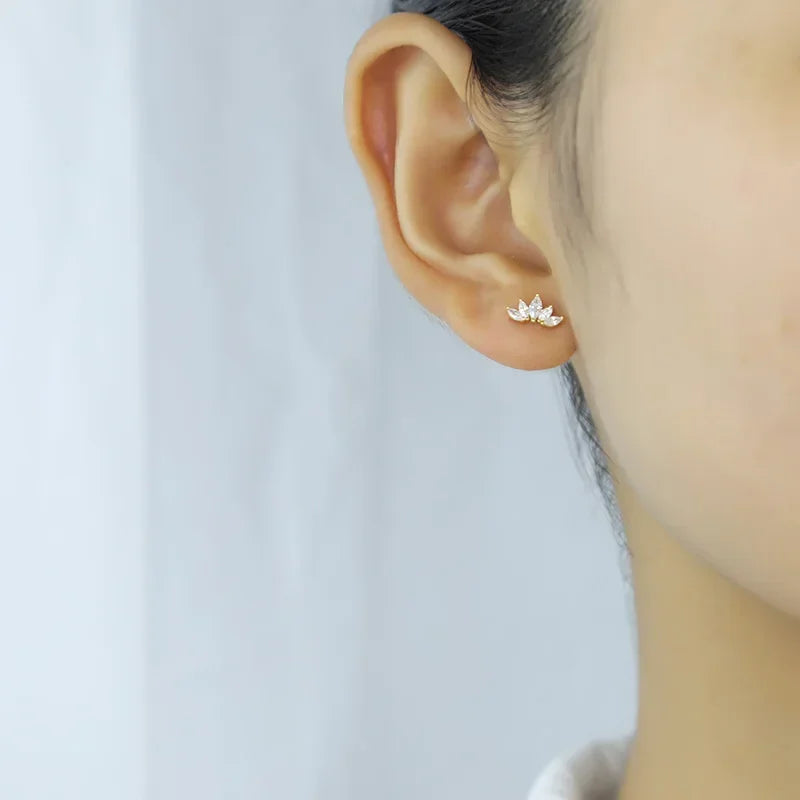 Shiny Zircon Wings Stud Earrings L077