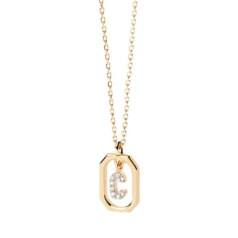 Square Hollow 26 Letter Necklace DS4772