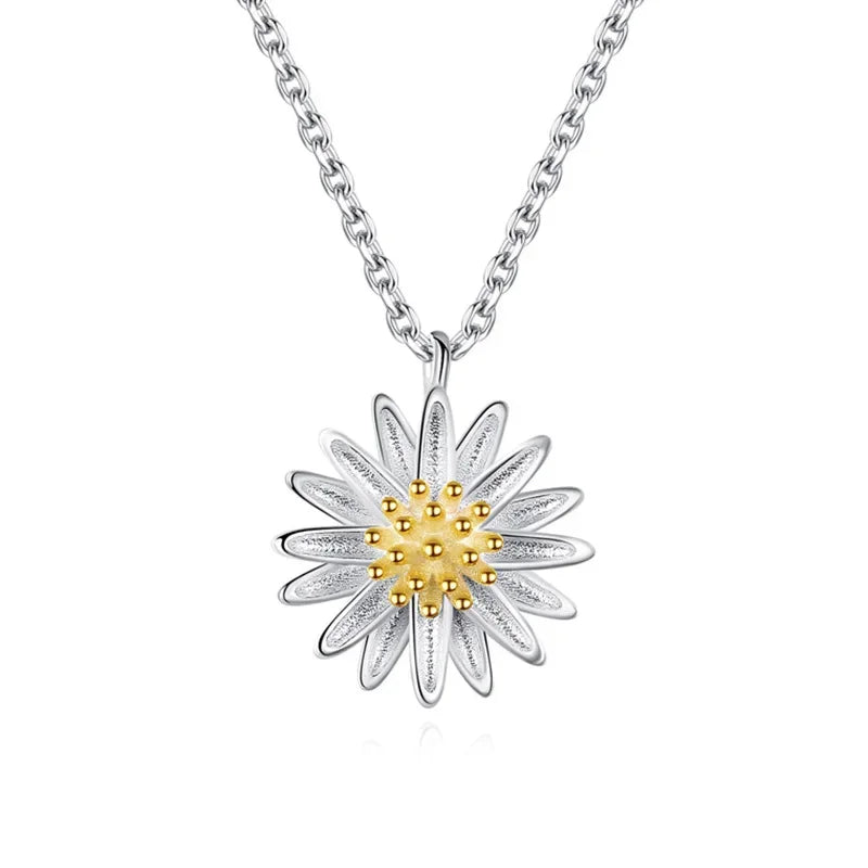Trustdavis 925 Sterling Silver Chrysanthemum Earring Necklace Bracelet For Women Silver 925 Jewelry DA445