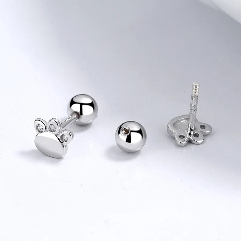 TrustDavis Real 925 Sterling Silver Fashion Flower Claws Screw Earring For Women Wedding Party Fine Minimalist Jewelry DA2194