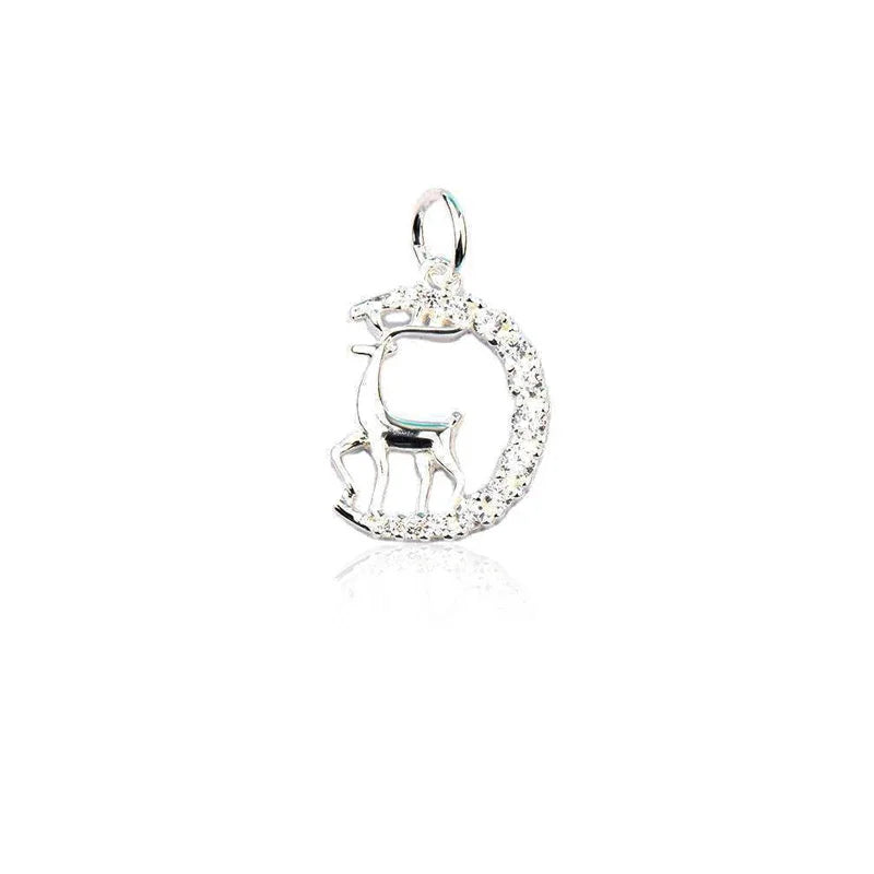 TrustDTrustDavis Real 925 Sterling Silver Diamond Studded Spotted Deer Charm Pendant Handmade DIY Accessories Wholesale DZ1705