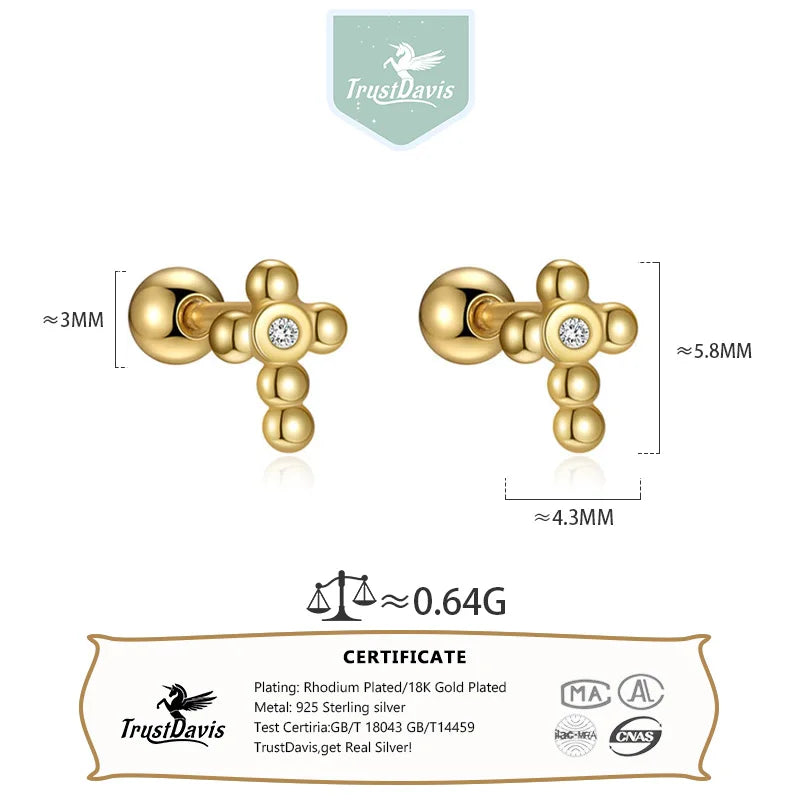 Cross Zircon Screw Earrings DS4896