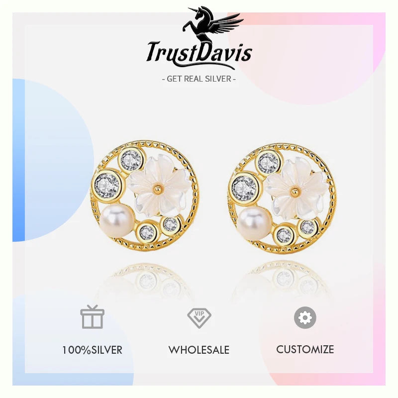 Sweet Circle Sakura Pearl Earrings DS4369