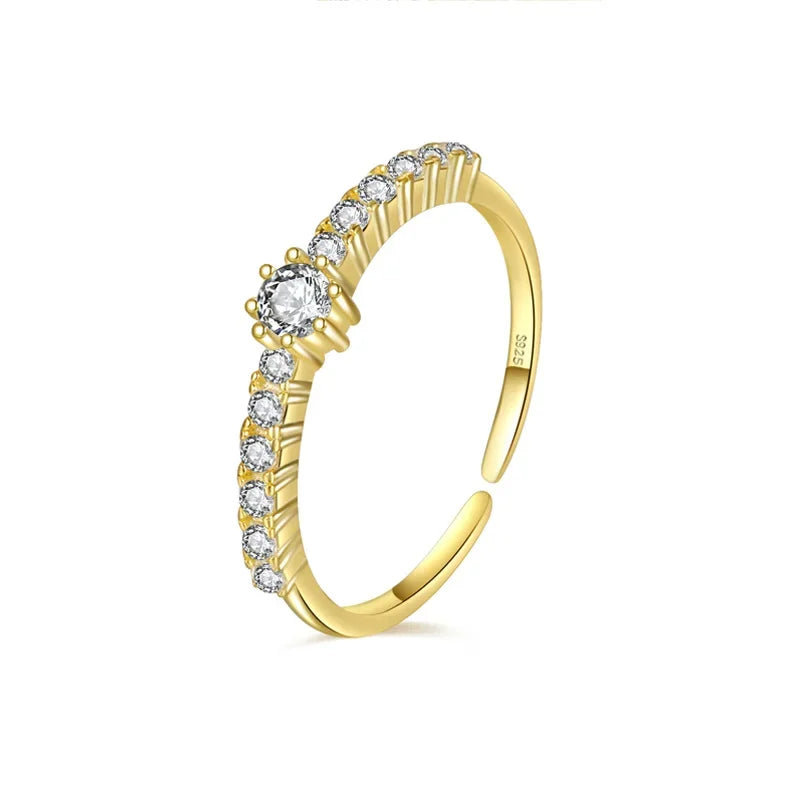 925 Sterling Silver Geometric Zircon Open Ring DS4112